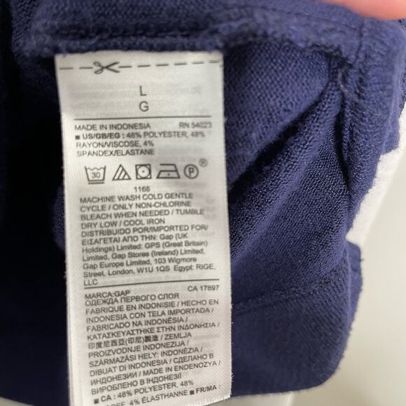 Gap Sweater Round Neck Sweater Color Block Striped Detail 90s Y2K Vibes Blue L - Picture 8 of 11